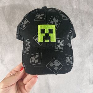 Minecraft Creeper Snapback Hat Kids Black Adjustable Baseball Cap Green Embroide